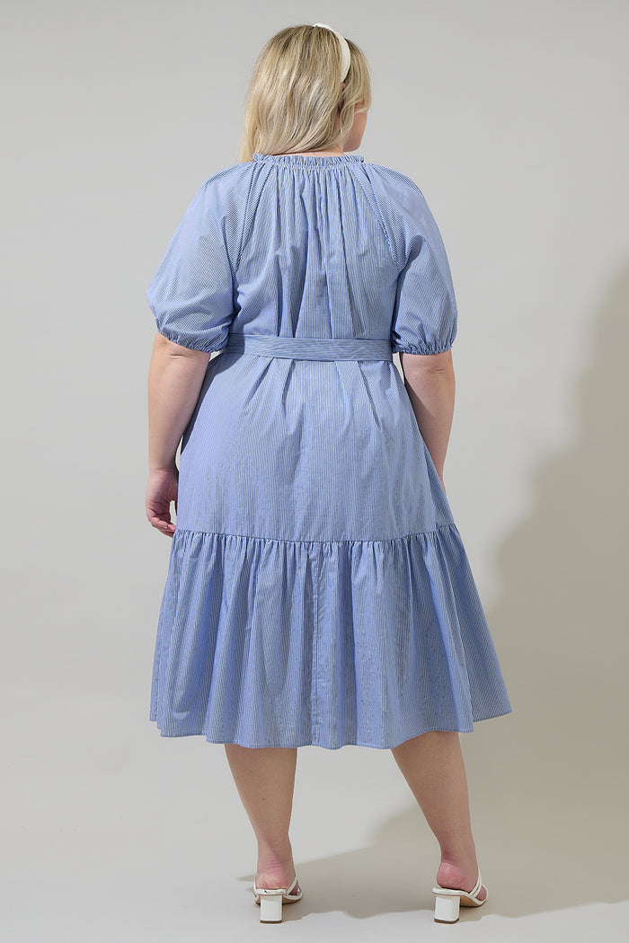 Wynette Tiered Midi Dress Fannie Stripe Curve