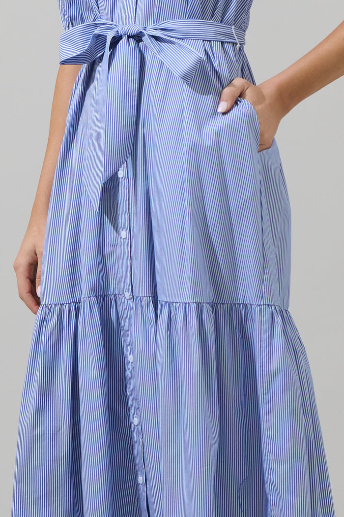 Wynette Tiered Midi Dress Fannie Stripe