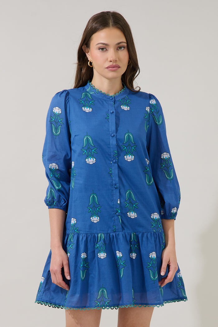 Yamila Ruffle Mini Dress Amena Floral