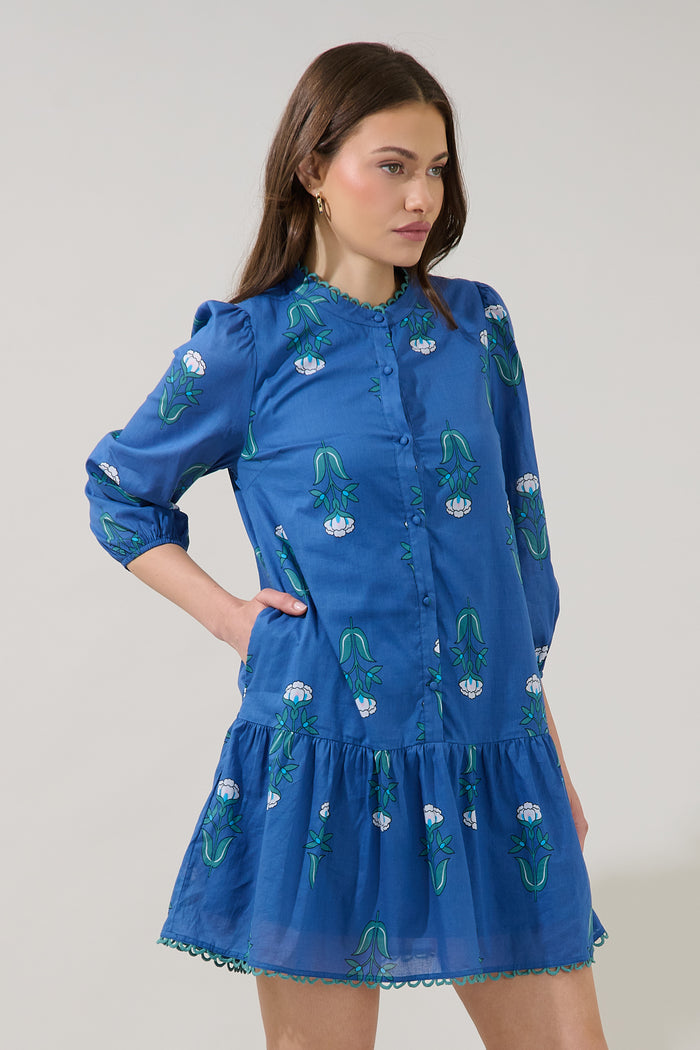 Yamila Ruffle Mini Dress Amena Floral