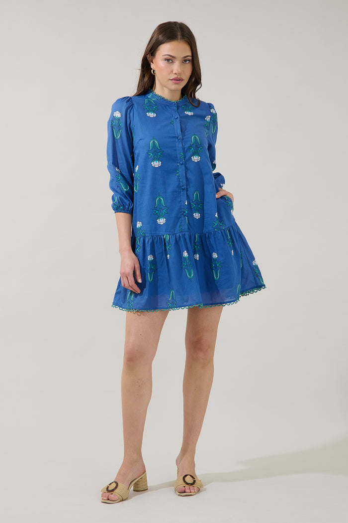 Yamila Ruffle Mini Dress Amena Floral