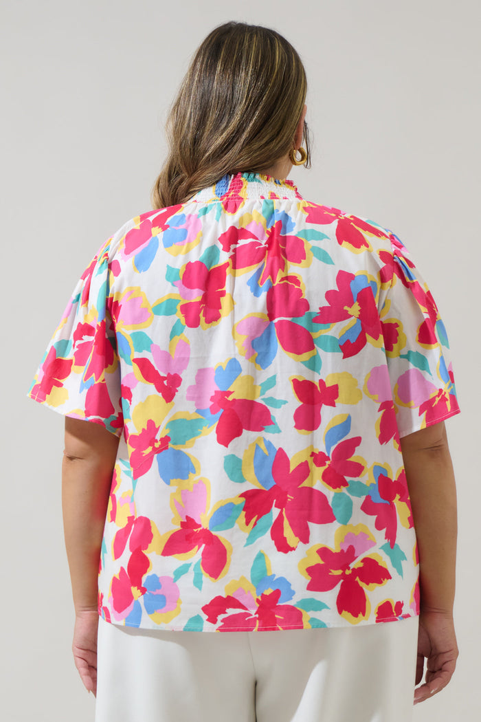 Yani Floral Barcy Smocked Top Curve