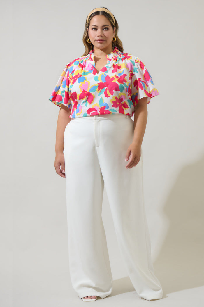 Yani Floral Barcy Smocked Top Curve