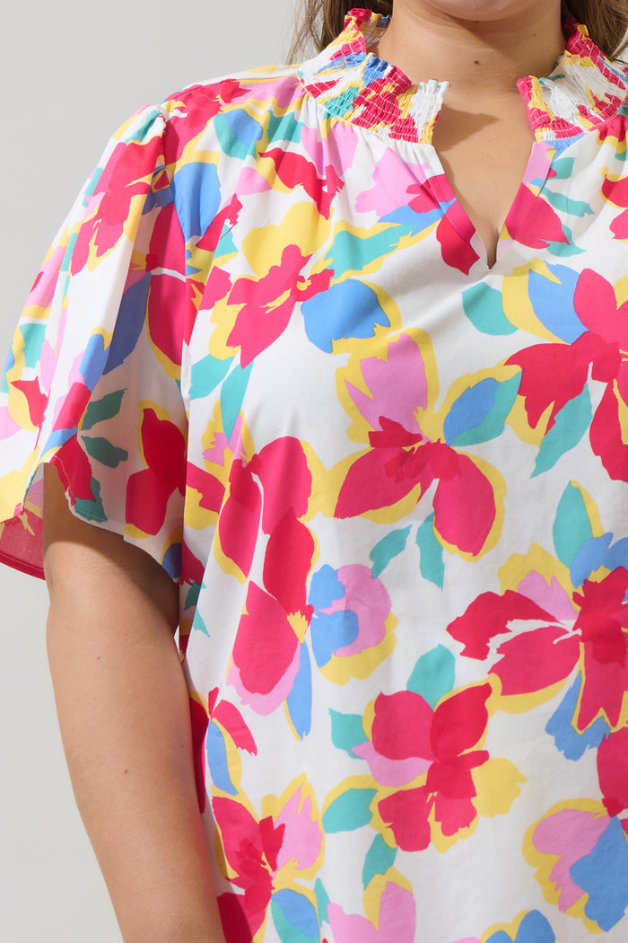 Yani Floral Barcy Smocked Top Curve