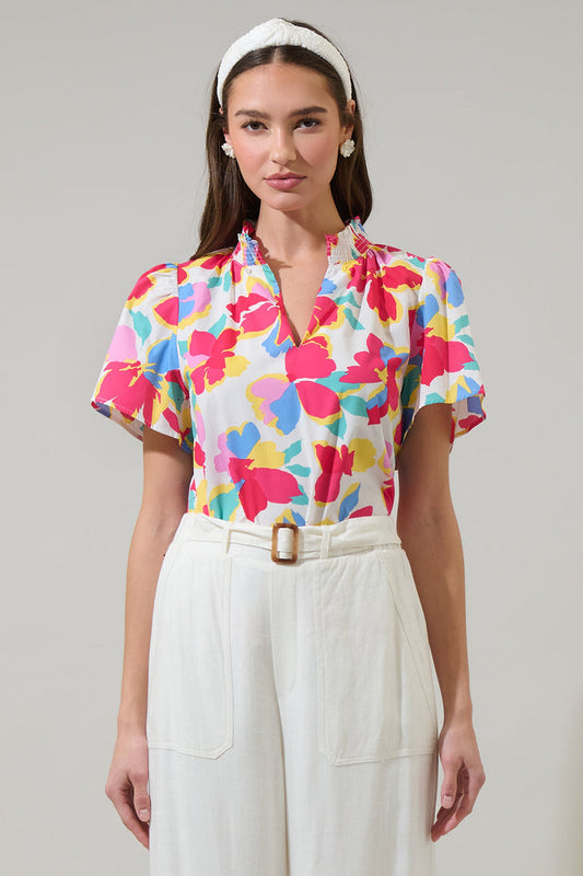 Yani Floral Barcy Smocked Top