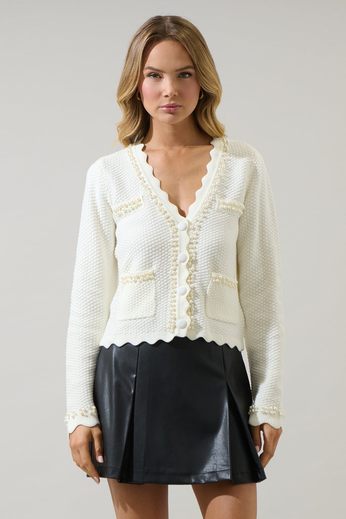 Yania Scallop Pearl Cardigan
