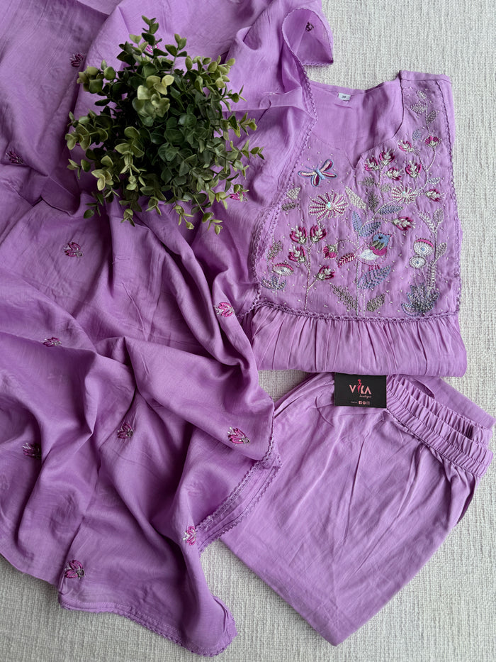Yoke emb pure cotton Ready suit set