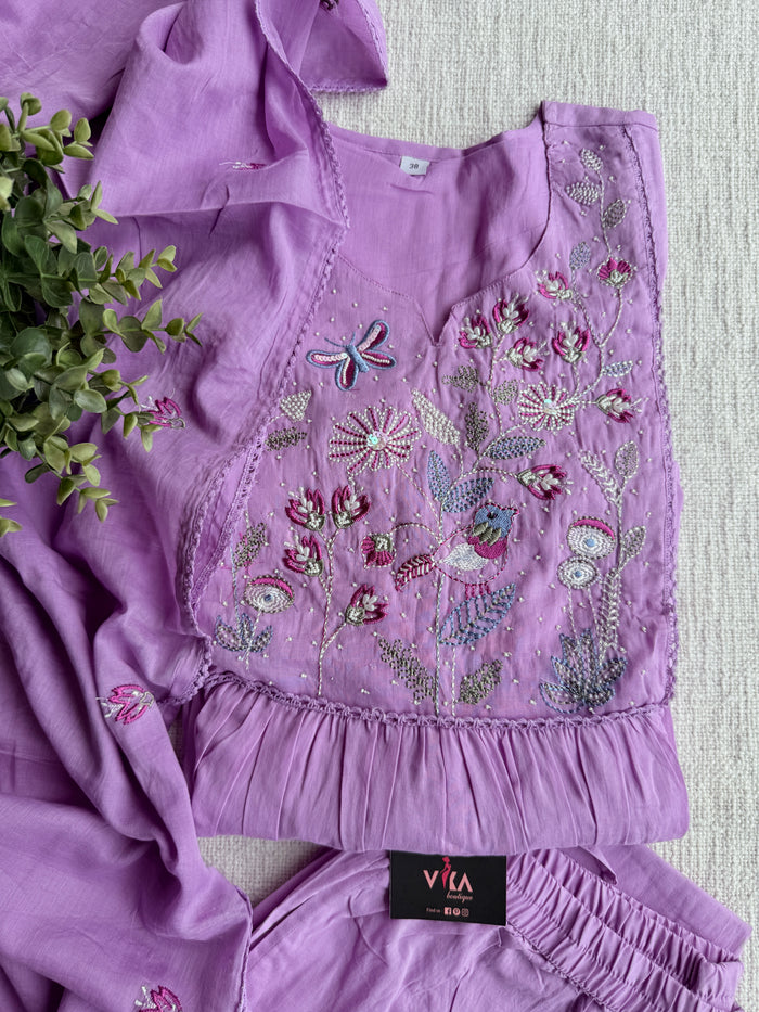 Yoke emb pure cotton Ready suit set