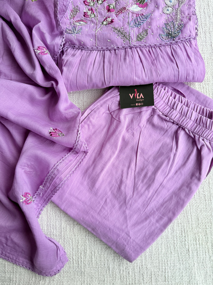 Yoke emb pure cotton Ready suit set