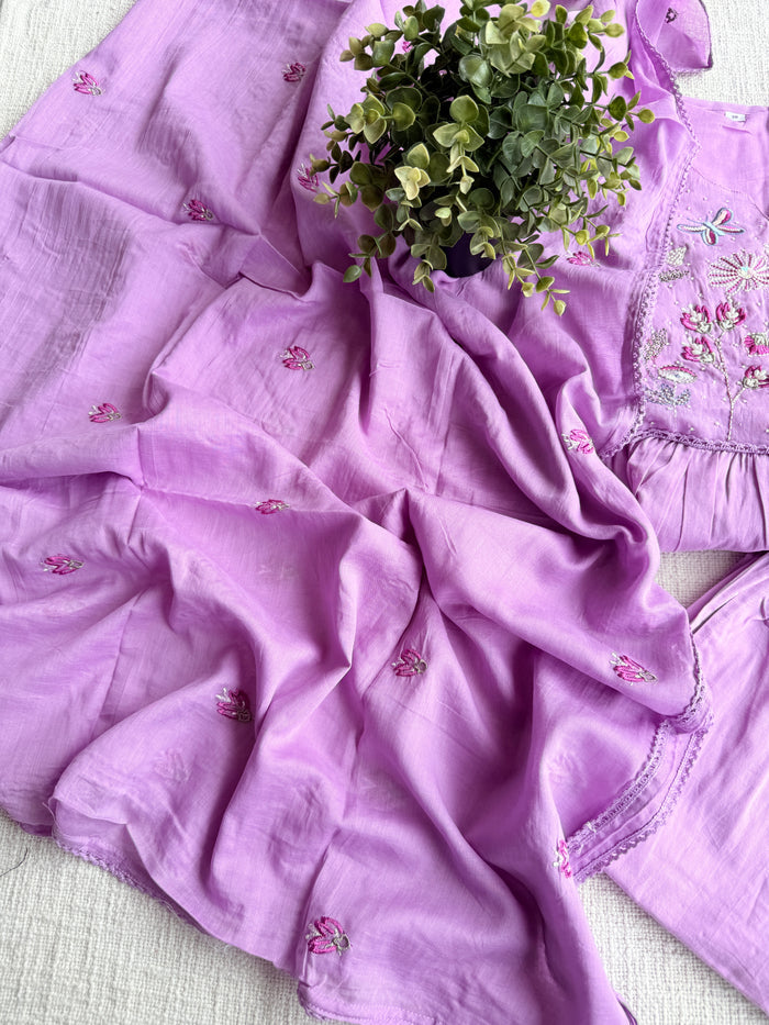 Yoke emb pure cotton Ready suit set