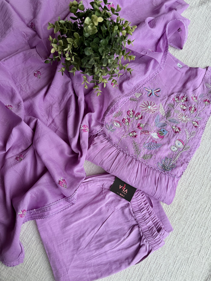 Yoke emb pure cotton Ready suit set