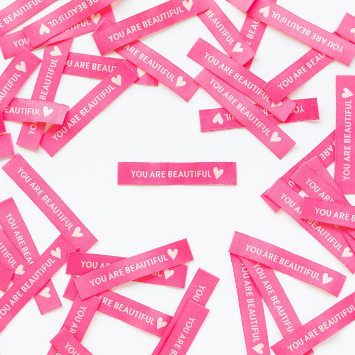 "You Are Beautiful" Woven Label -- Sarah Hearts