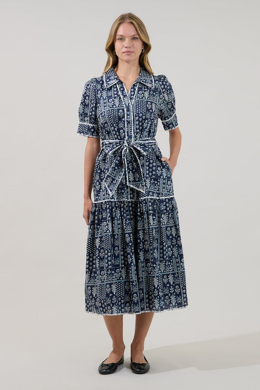 Yulissa Tiered Midi Dress Floral