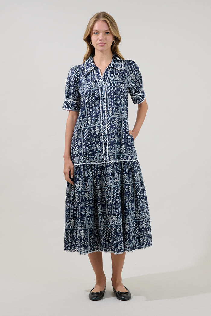 Yulissa Tiered Midi Dress Floral