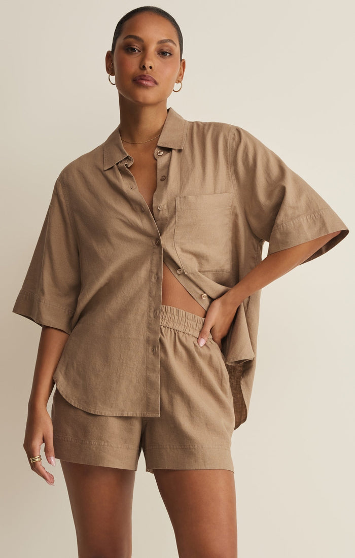Z-Supply - Expedition Linen Button Up Top - Taro